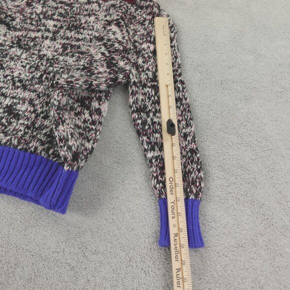 J Crew Sweater Womens Small Marled Knit Black White Color Block Wool Retro 80s - Picture 9 of 16